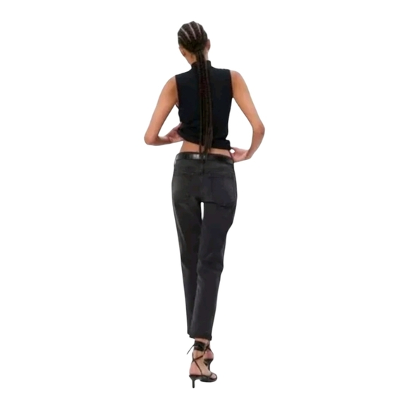 GAP jeans women's size 27 black mid rise ankle fray girlfriend denim - Picture 2 of 12